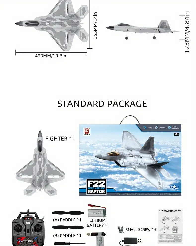 super large f22 remote control fighter four channel toy fixed wing glider aircraft model toy drone details 11