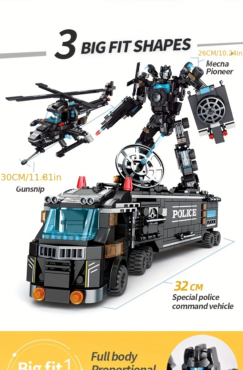 City Police Department Building Blocks Kit Toy, Police Car, Role-playing Toys for Boys And Girls, Halloween/Thanksgiving Day/Christmas Gift