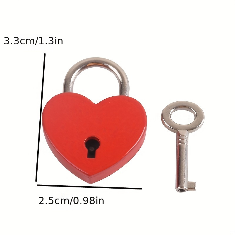 Candado de tesoro, mini candado de metal en forma de corazón, colorido  diario, libro de seguridad, con llave para joyero, bolso, armario,  taquilla