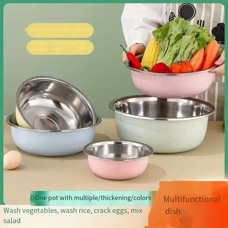 Stainless Steel Mixing Bowl Set Multipurpose Soup Basin 5 - Temu