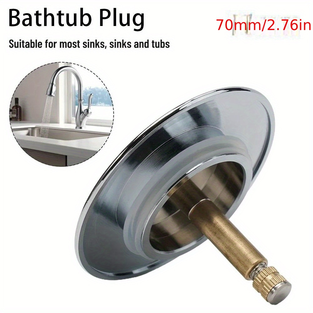 

1pc Adjustable Brass Bathtub Plug - 70mm Pop-up Drain Stopper With Chrome , Lightweight & Waste Filter For Most Sinks And Tubs, , Prevents Clogs