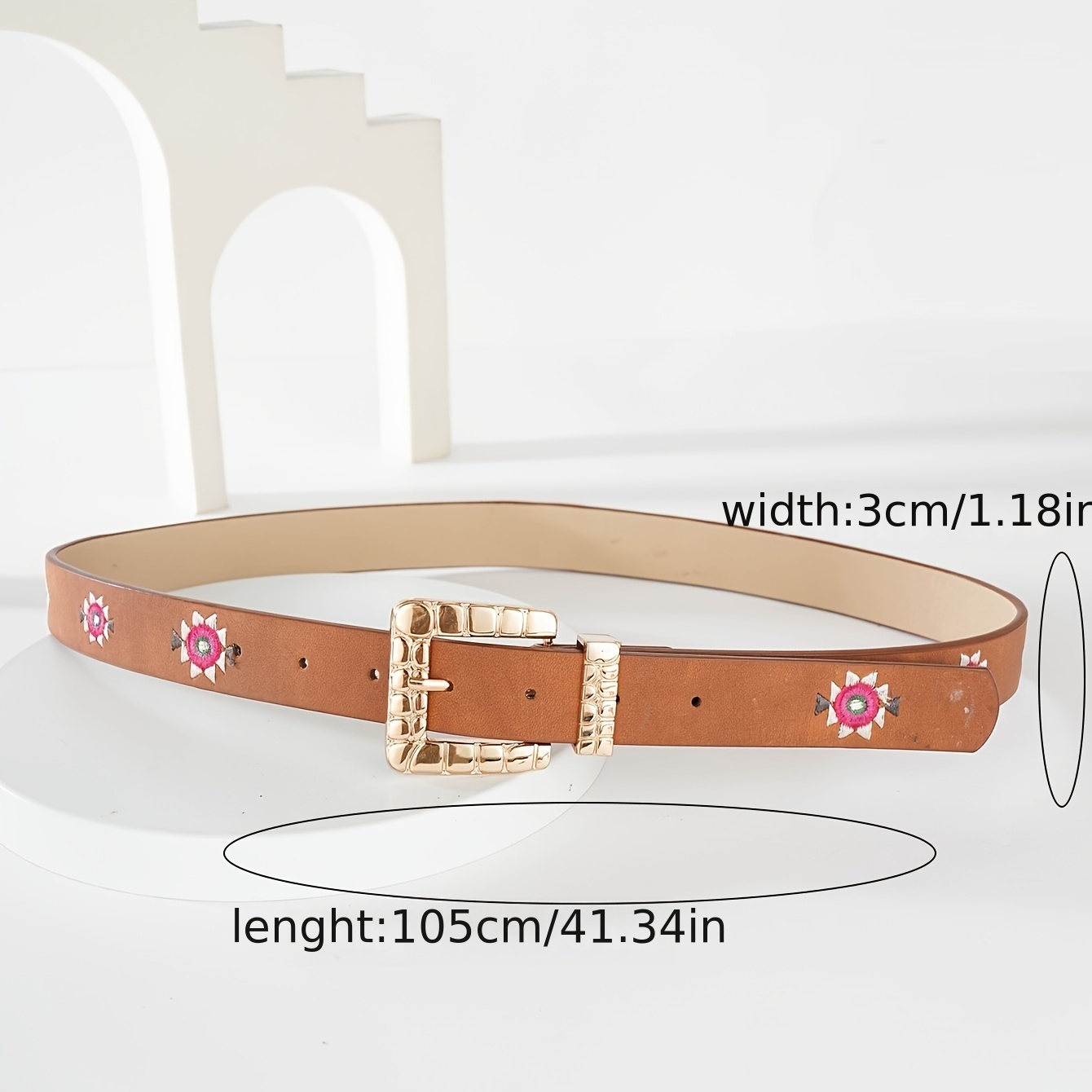 Fashion Embroidery Casual Vintage Belt Pu Leather Belt For Jeans