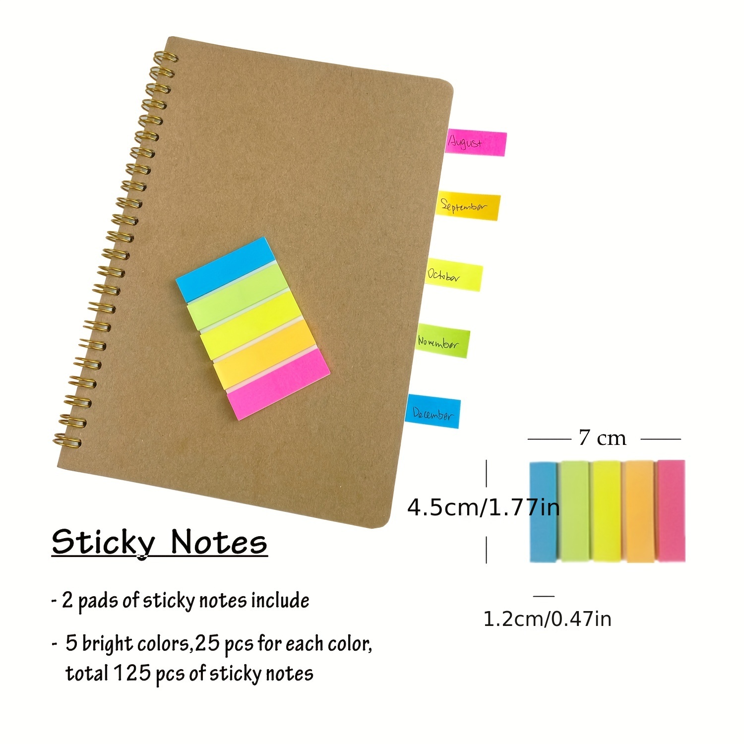 AOU 3-Pack Lined Spiral Notebooks, 8.3 x 5.7 in, 80 Sheets/160 Pages of  100GSM Thick Paper Per Notebook, A5 Ruled Notepads For Notes Taking in