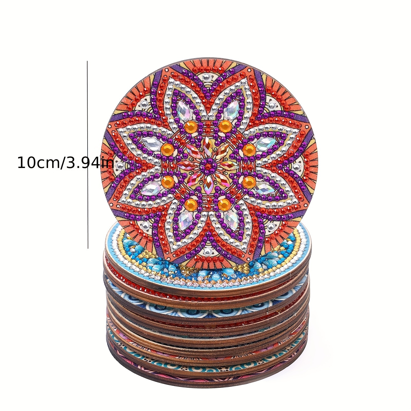 12pcs Mandala Special Shaped Diamond Painting Coaster Set (With Stand)
