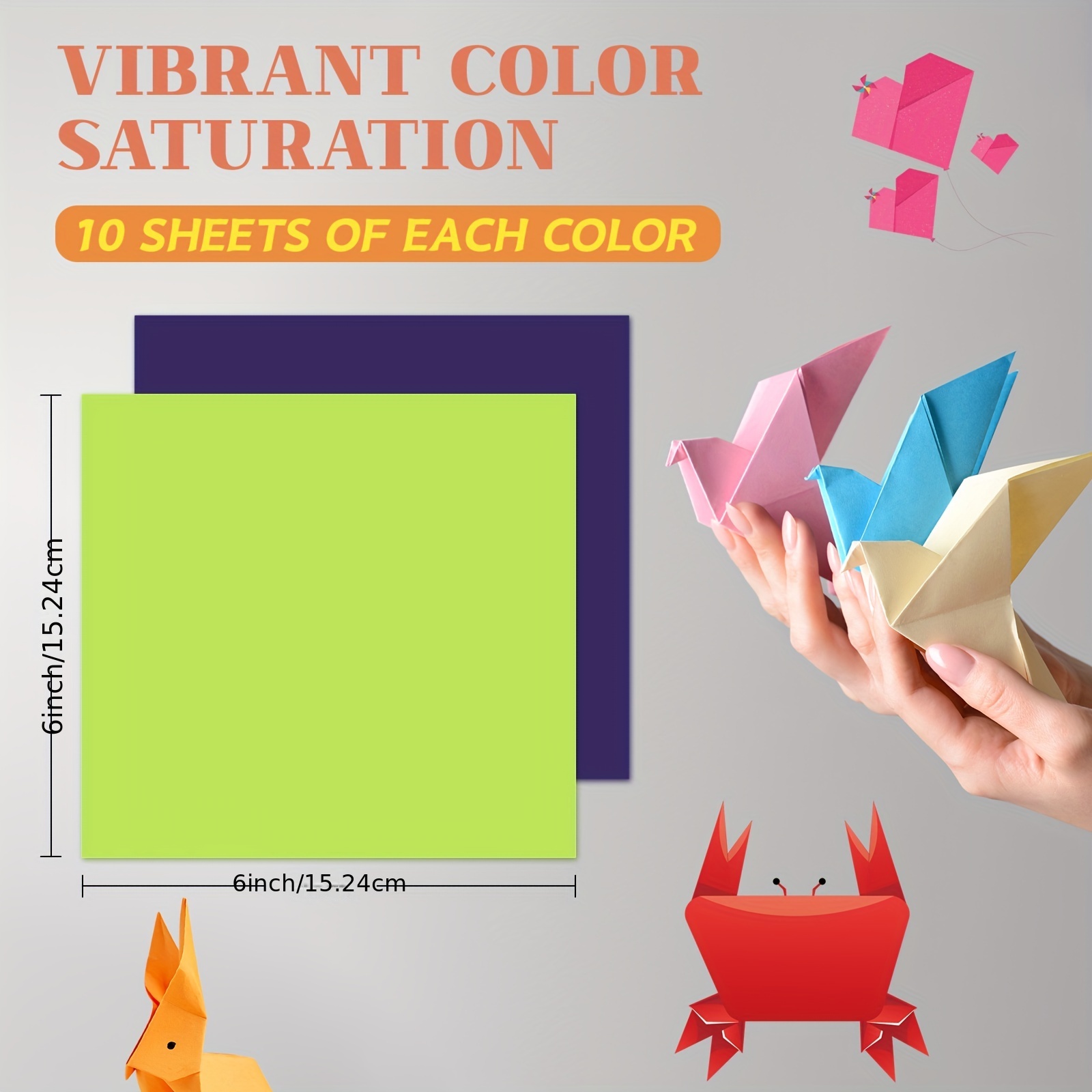  Origami Paper 6x6 Double Sided 50 Sheets 10 Colors