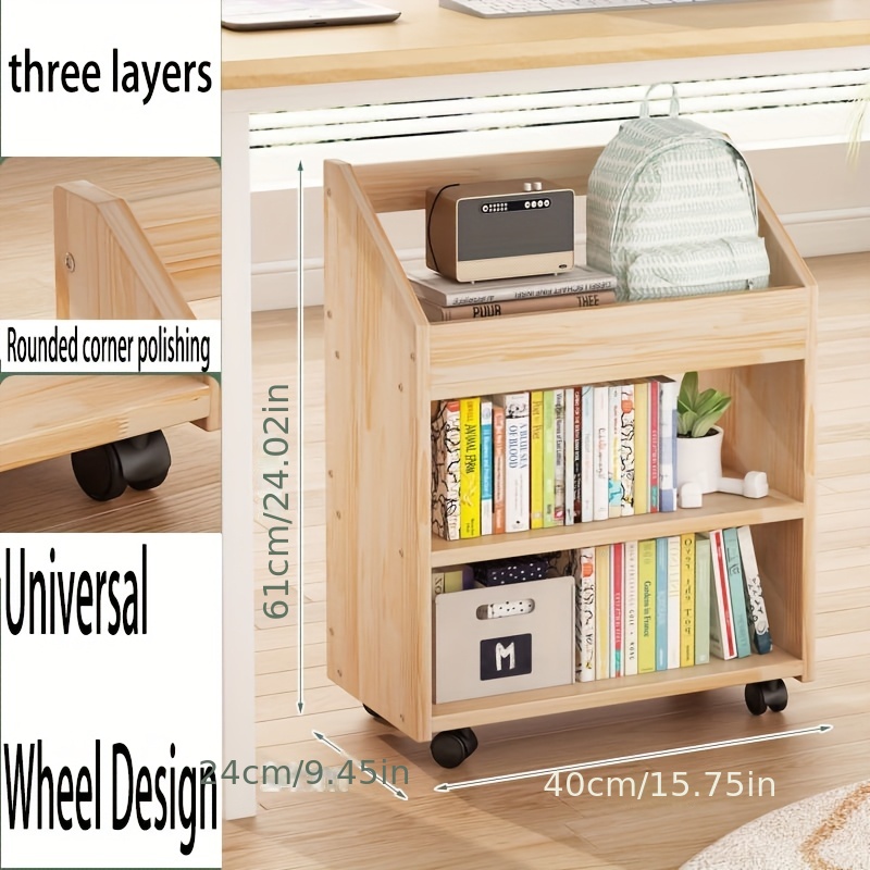 carrito almacenamiento rígido multifuncional ruedas madera Temu - Main Image