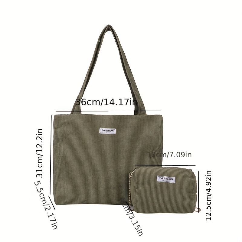 Daisy Rose Tote Shoulder Bag and Matching Clutch for Women - PU Vegan  Leather Handbag for Travel Work and School - Olive Check