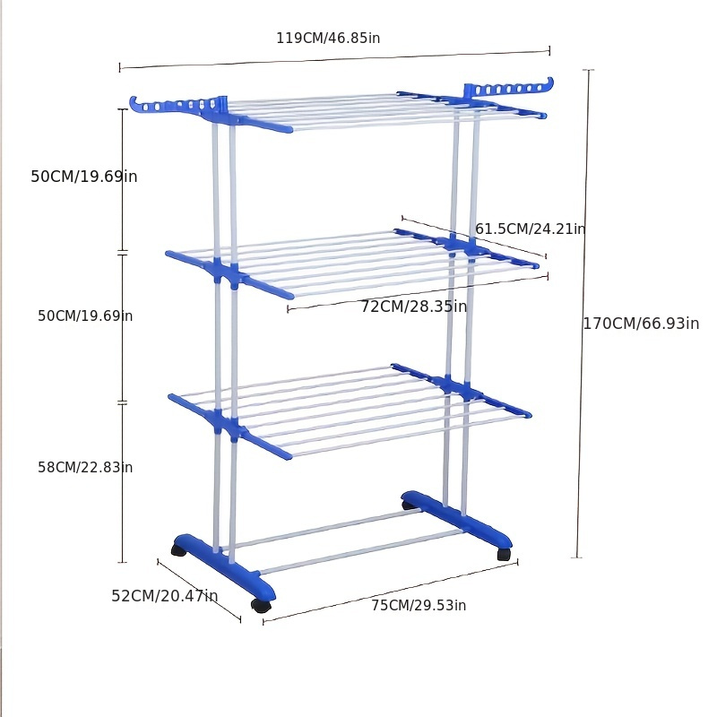 space saving 3 tier aluminum clothes drying rack with wheels foldable adjustable freestanding laundry organizer for indoor outdoor use drying racks details 8