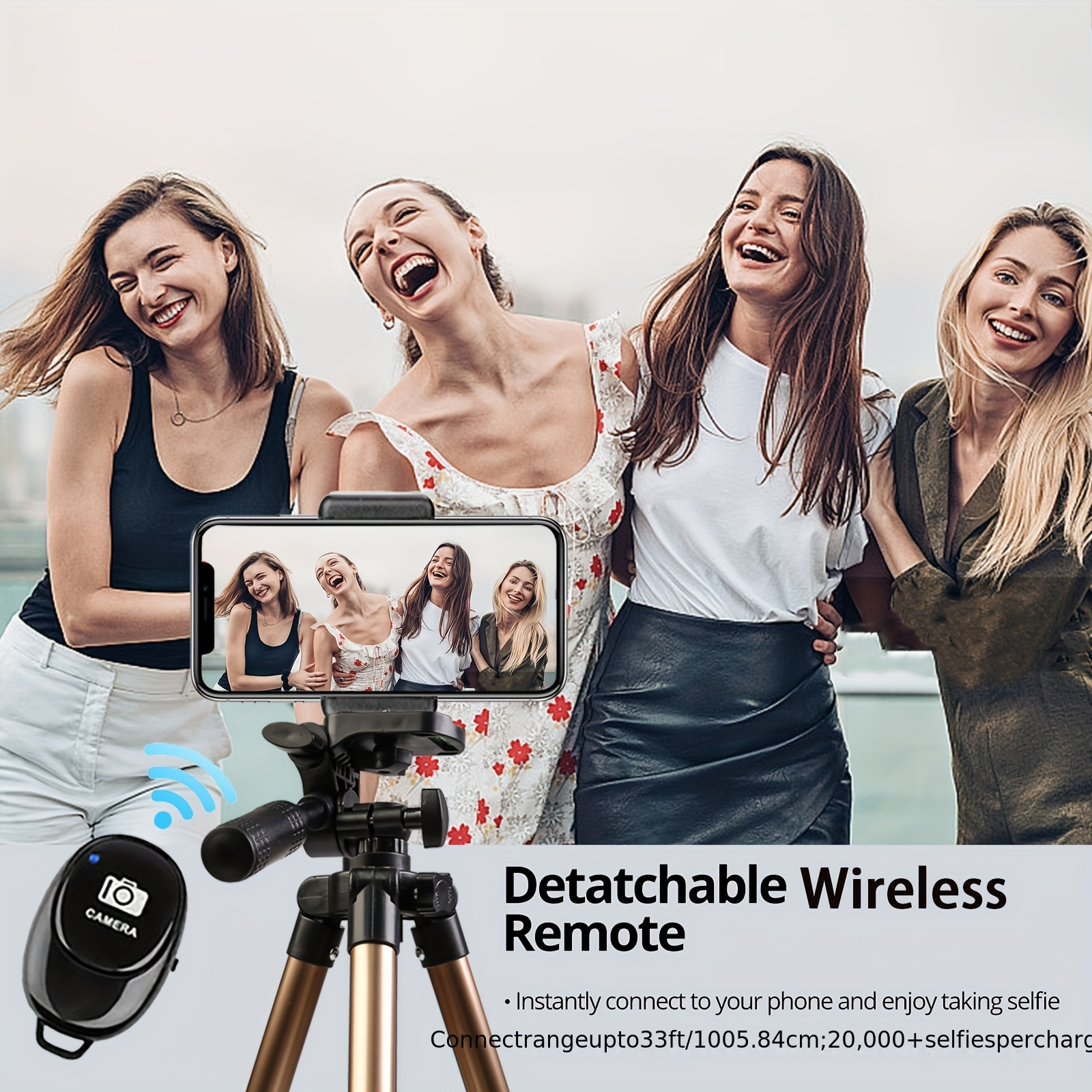 Trípode para cámara con bolsa de viaje, trípode para teléfono celular con  control remoto inalámbrico y soporte para teléfono, compatible con todas  las