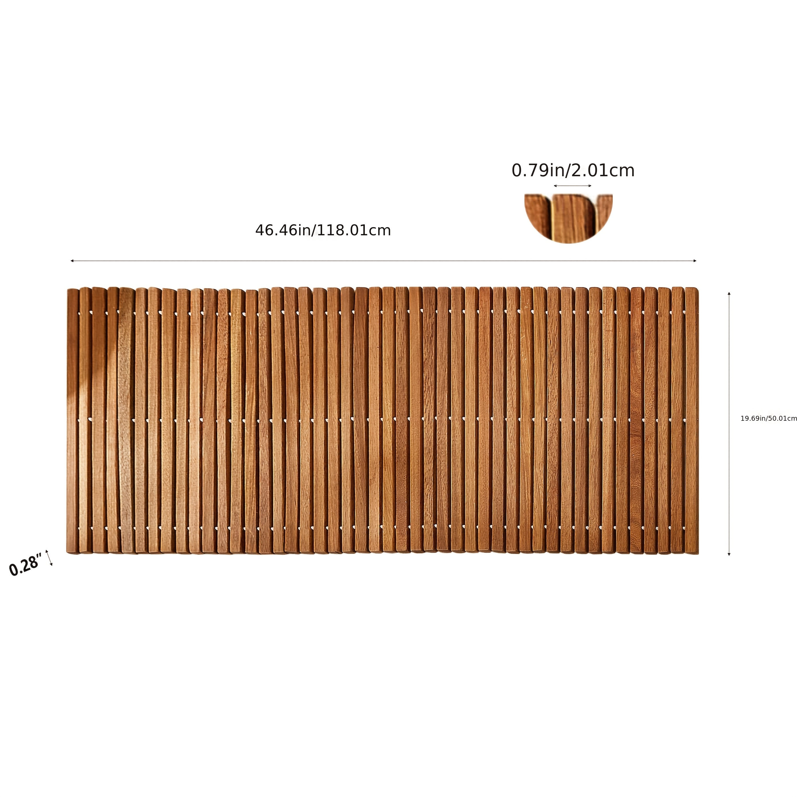 Image of Organizedlife Non-slip Shower Floor Mat | Premium Teak Wood Bath Mat, Adjustable For Wet Rooms, Pool Decks And Hot Tubs | Indoor/outdoor Drainage Grid