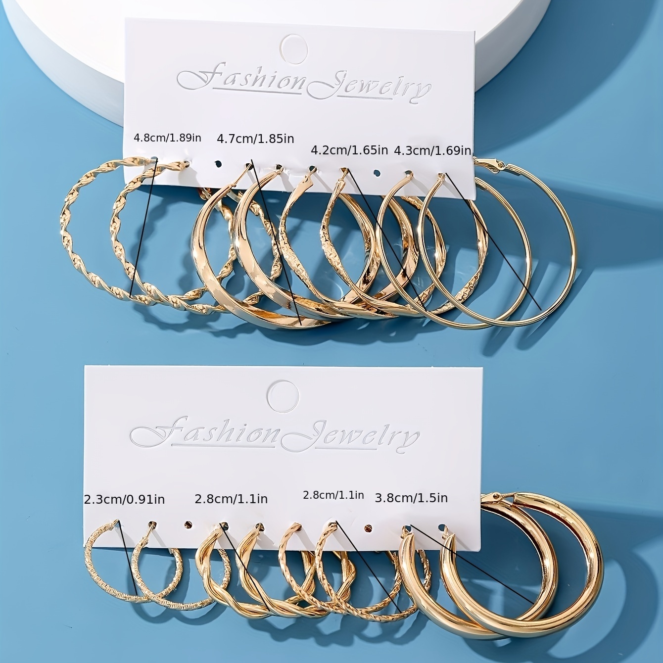 8 Pairs Retro Golden Hoop Earrings for Women