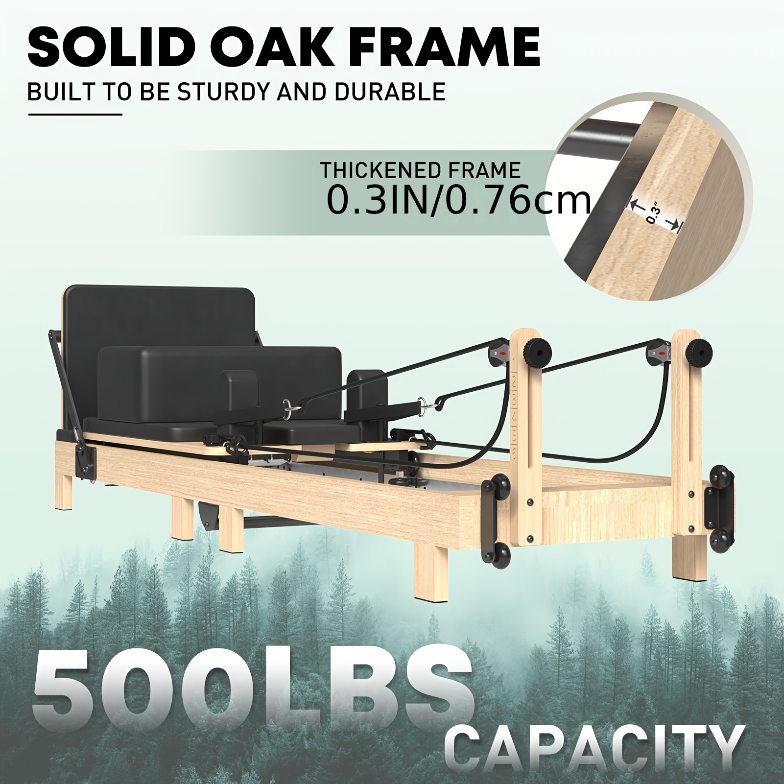 TEMU Pilates Reformer Machine, Wood Pilates Machine Bed Yoga Exercise Strength Training Equipment For Home Workou