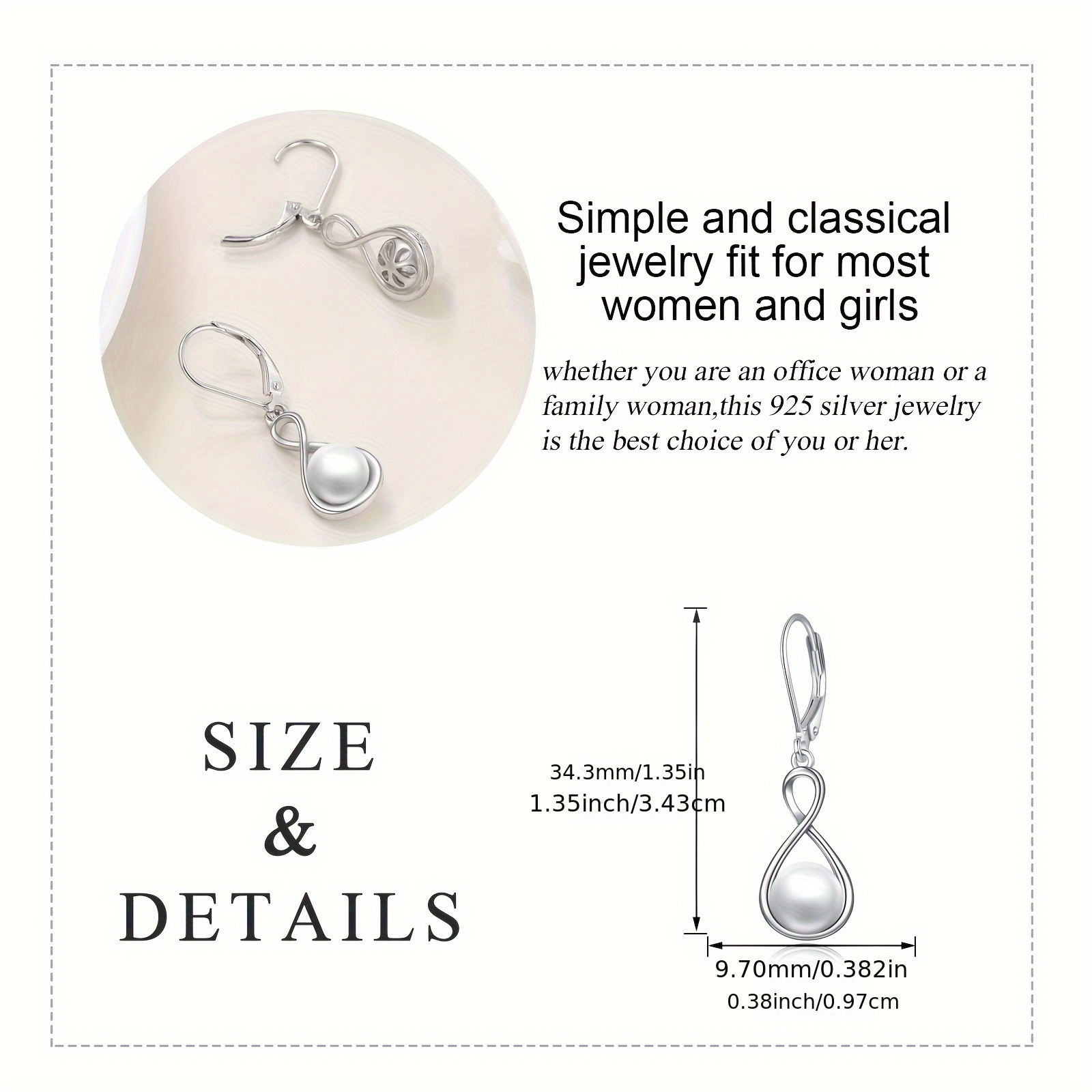 925 sterling   dangle earrings for women hoop infinity pearl drop earrings jewelry gifts for mom mother friends Product details 5