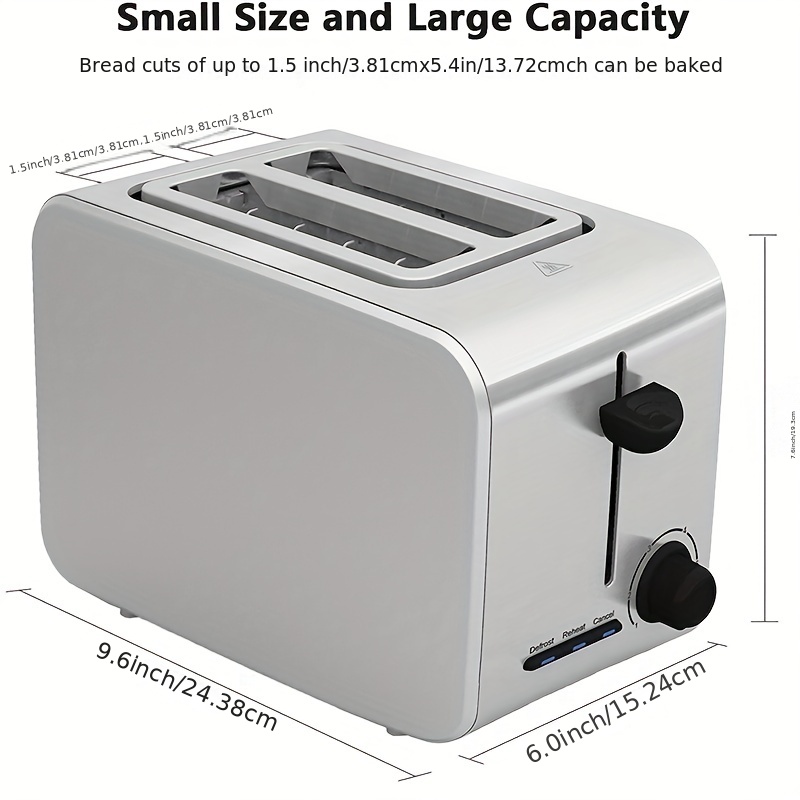WHALL 4 Slice Toaster Stainless Steel,Toaster-6 Bread Shade