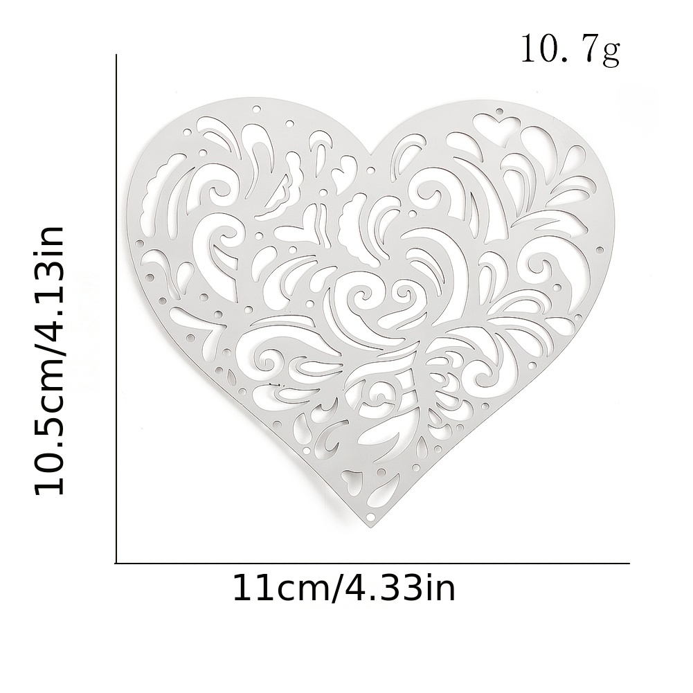 4.3inch Hollow Heart Flower Hanging Ornament Stainless Steel Wind Chimes Pendant Suncatcher Making Parts Additions Balcony Garden Window Wedding Decor