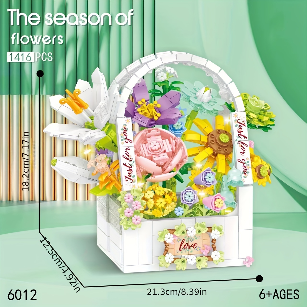 Flower Bouquet Building Blocks Kit Bonsai Rose Basket - Temu