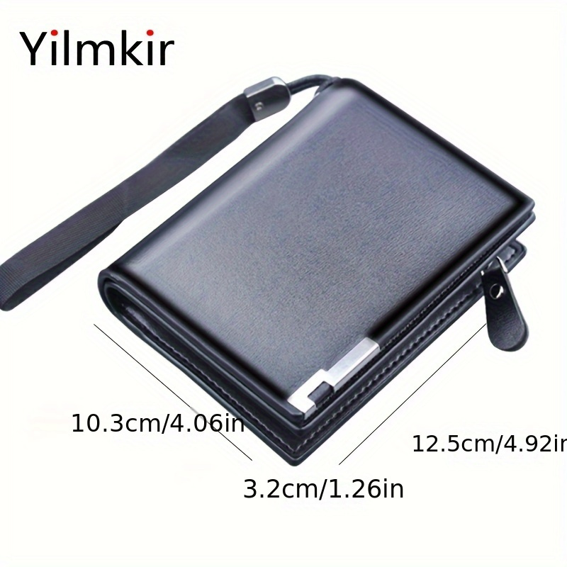 Monedero Tres Plegables para Hombres de Yilmkir con Múltiples Ranuras para Tarjetas, Monedero con Cremallera y Pinza para Dinero - Diseño Compacto en Cuero Sintético en Marrón o Negro para Oficina y Uso Diario