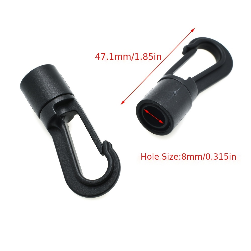 Image of 10pcs Plastic Hook Backpack Hook Heavy Duty Bungee Cords Travel Hangers Tarp Clamps Travel Coat Hangers Tent Heavy Duty Carabiner Black