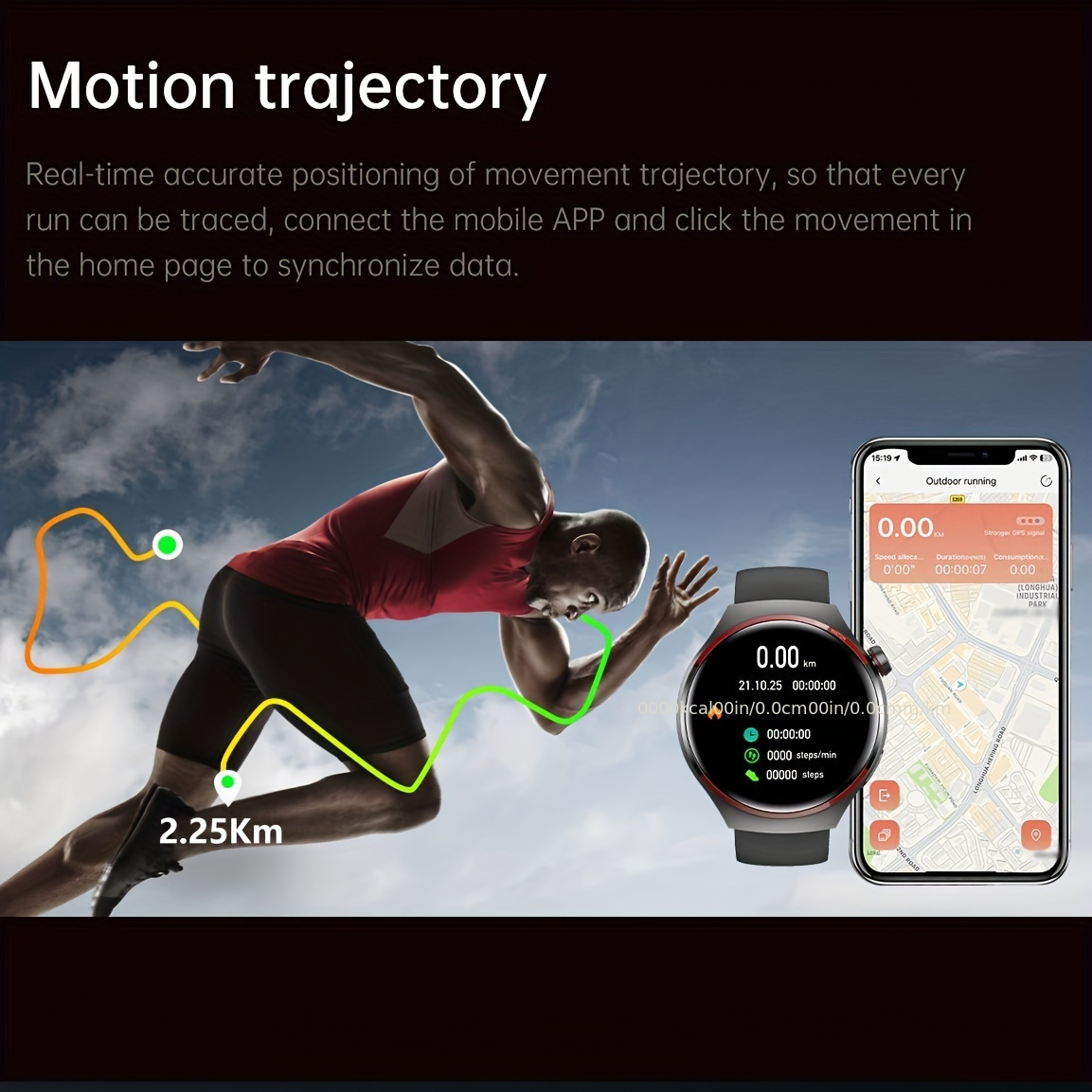 Montre connectée GPS pour homme 4 Pro Écran HD coloré de 1,53 pouces, cadran personnalisé, boussole, suivi de la condition physique, connectivité téléphonique sans fil, style moderne_voghion.com