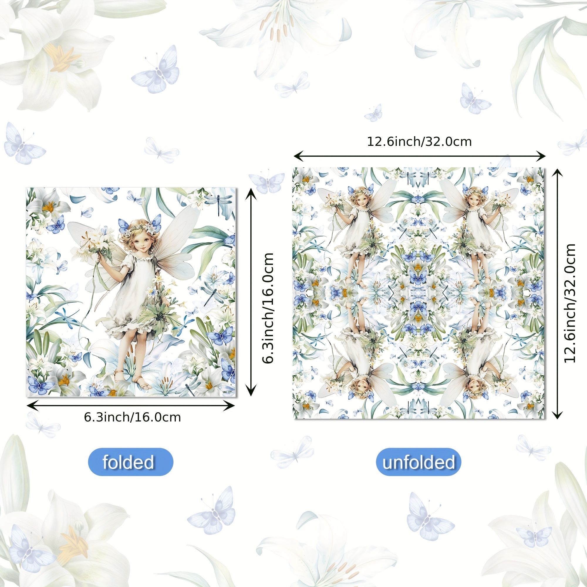 20pcs Elf Flower Fairy Pattern Paper Guest Napkins For Holiday Tissue Party Disposable Paper Napkins For Holiday Dinner Birthday Wedding Party Supplies For Halloween、christmas