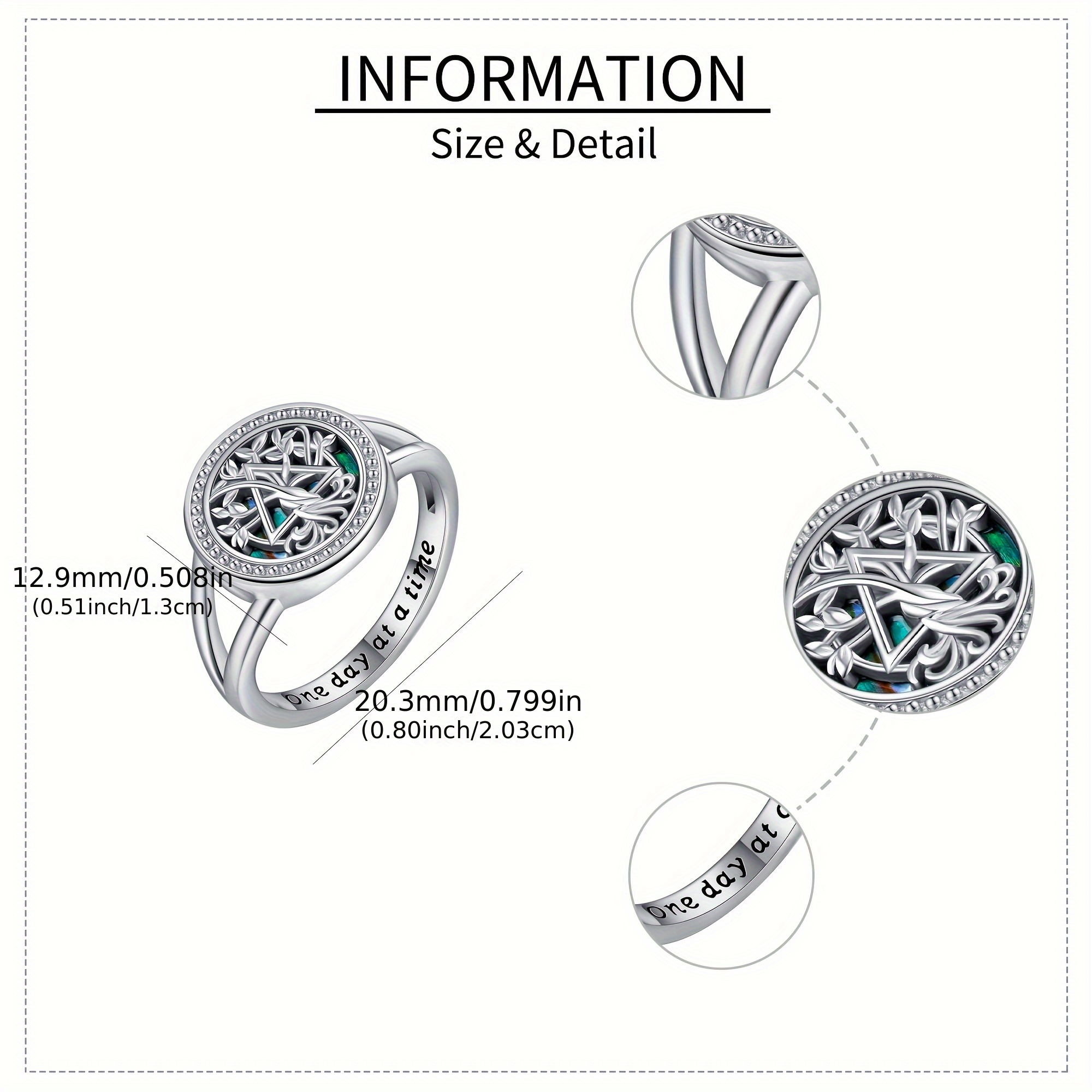 Women's Sobriety 925 Silver AA Tree of Life Ring