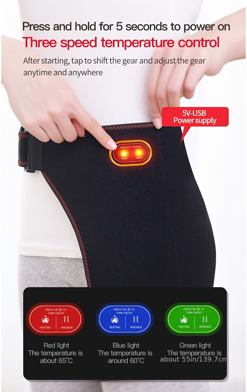 Usb Electric Heated Hip Brace Heated Thigh Brace Heat - Temu