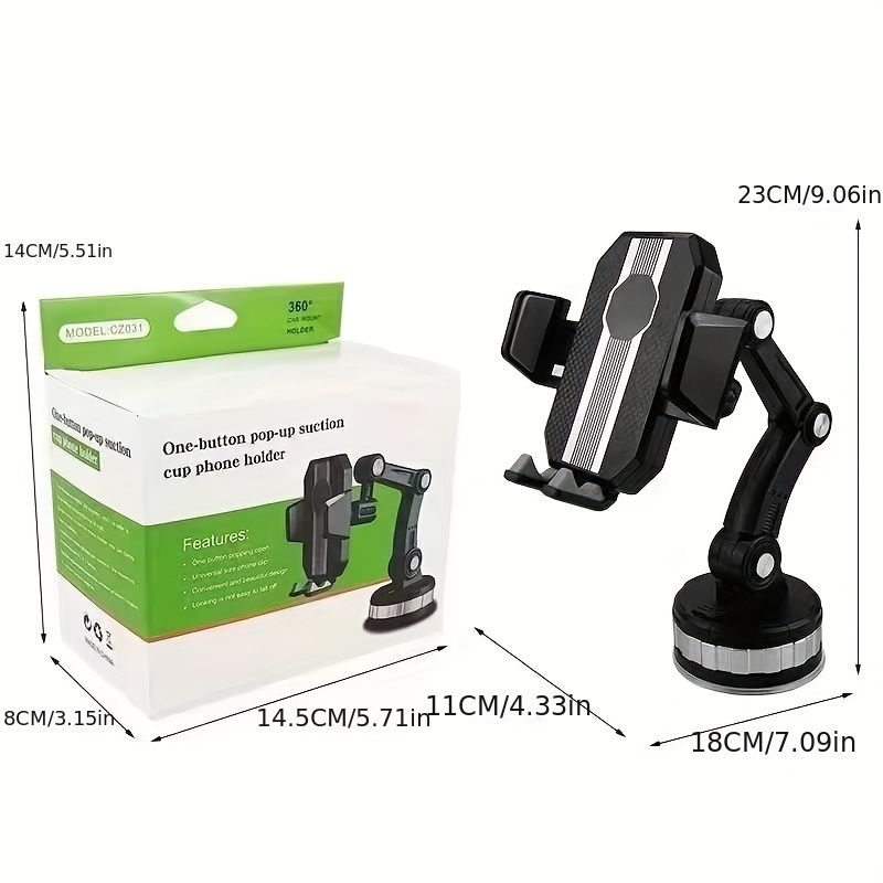 E-shop 360 Grad drehbare Auto-Handyhalterung - Universal, verstellbarer Arm, Anti-Shake-Griff, robuste LKW-Halterung, waschbare Klebefläche