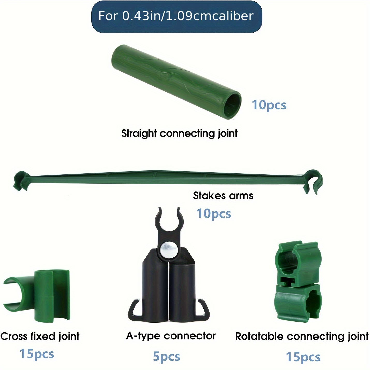 Image of 55pcs Adjustable Garden Stake Connectors: Plastic Plant Cage Clips For 0.43" Diameter Rods - Suitable For Tomato Cages, Jumbo Tents, And Climbing Plants