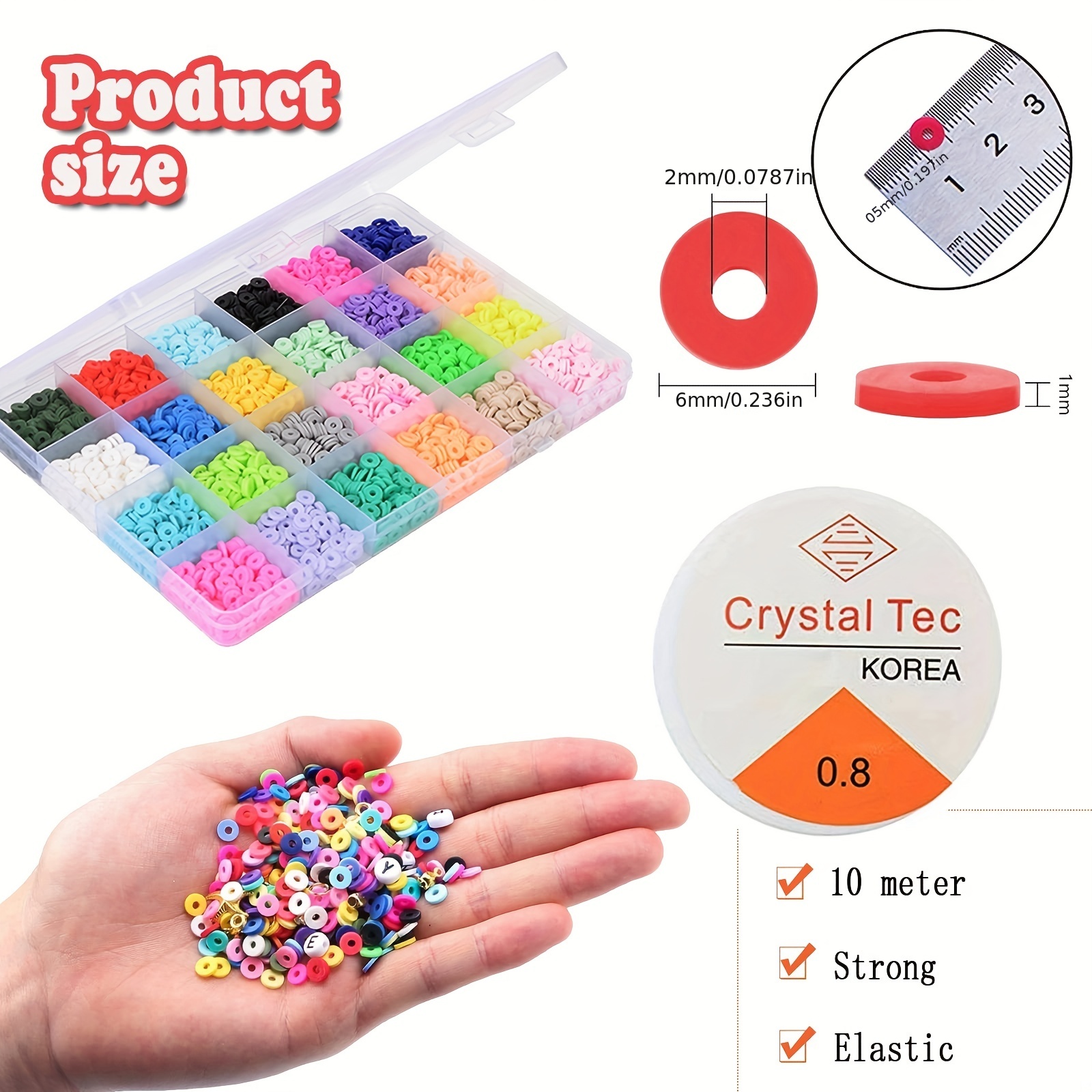 Sanlebi 5000+ Pièce Bricolage Perle Plate pour Bracelet, Argile Polymère  Perles Heishi 6mm Kit Fabrication de Bijoux pour Bracelet, Collier Activités  Manuelles Adultes Enfants : : Cuisine et Maison