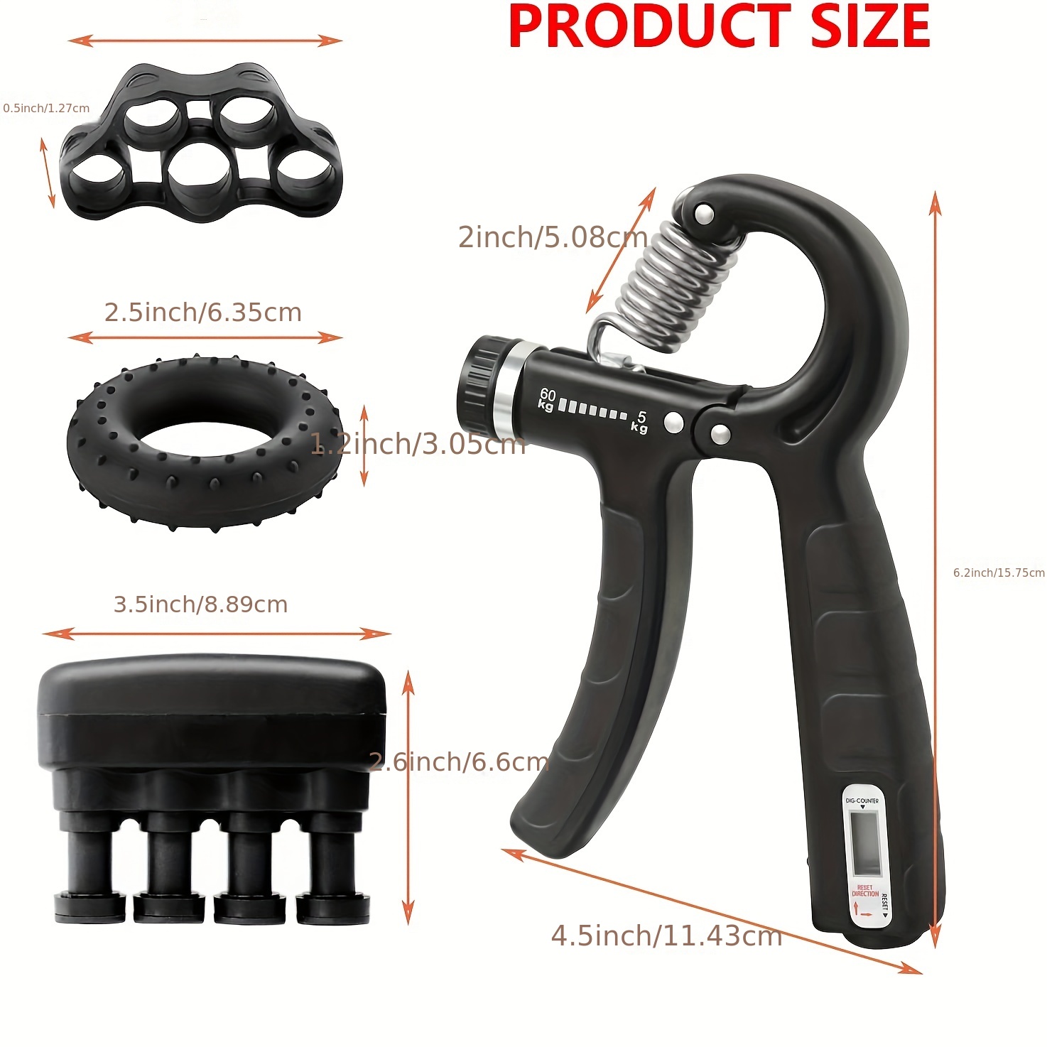 5-Piece Hand Grip Enhancer Adjustable Heavy Hand Gripper Fitness