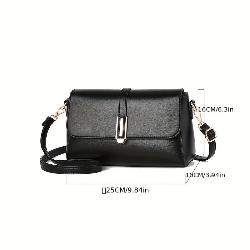 Solid Crossbody Bag Metal Decor Shoulder Purse