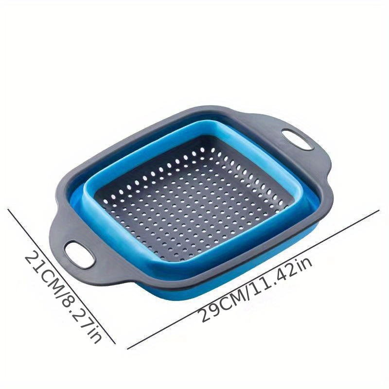 Collapsible drain basket Square water filter basket retractable folding  fruit basket Kitchen tools washing basket silicone drain basket 1pc