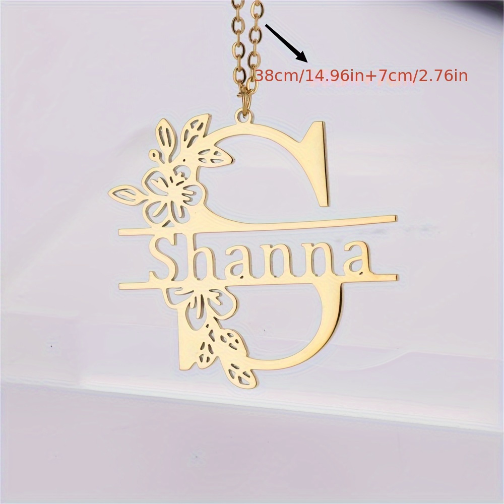 customized elegant golden-tone stainless steel name necklace with   -   beach vacations & casual attire,   letters, pendant details 3