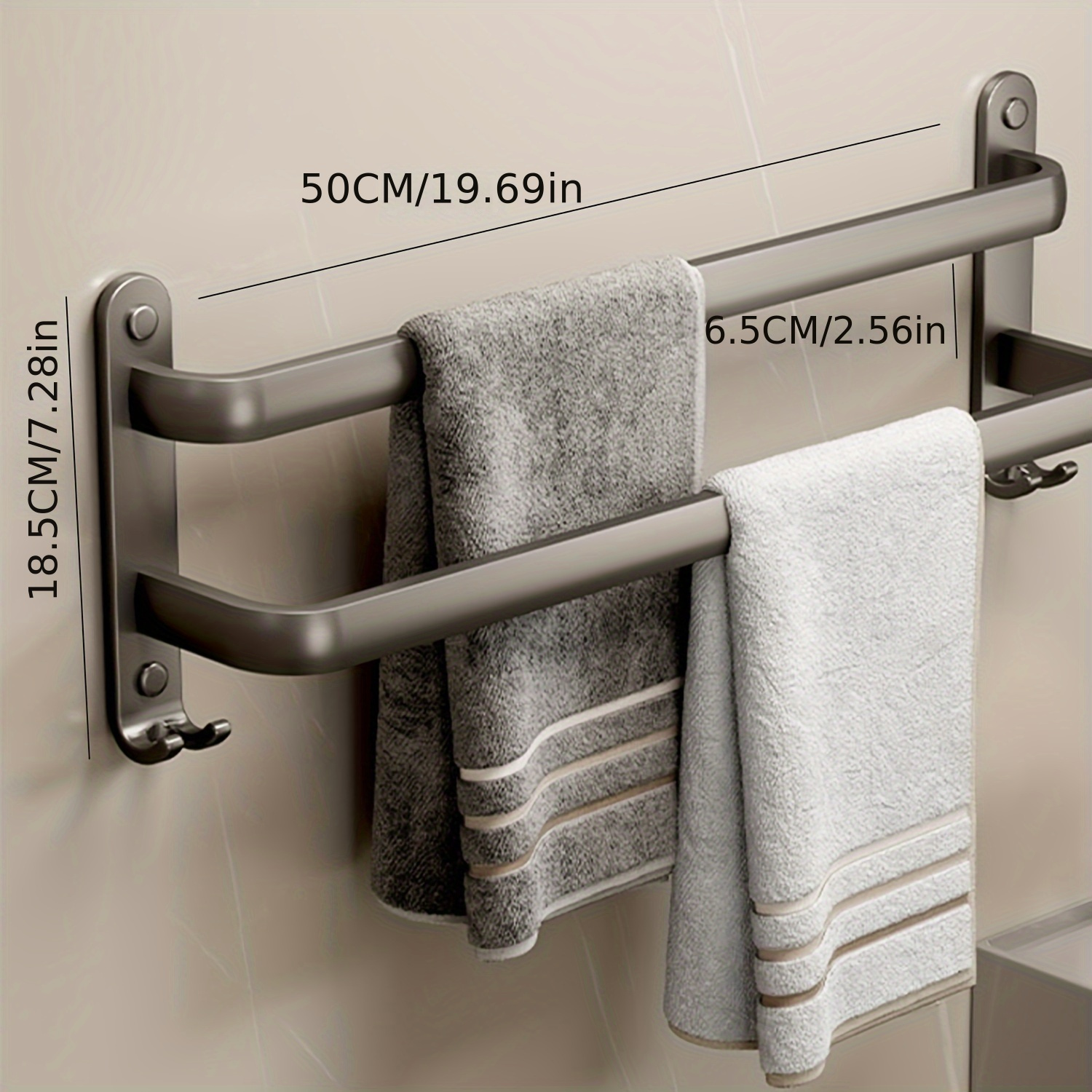 Punch-free Bathroom Towel Rack, Toilet Shelf Towel Bar, Stick Wall Hanging  Towel Storage Rack, Suitable For Towel Bath Towel Storage And Finishing -  Temu