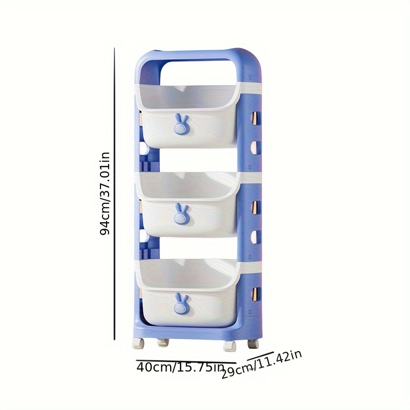 1pc Multi-Layer Storage Rack, Contemporary Style, 4-Tier Plastic Organizer With Wheels, Versatile Shelving For Living Room, Bathroom, Study, Snack