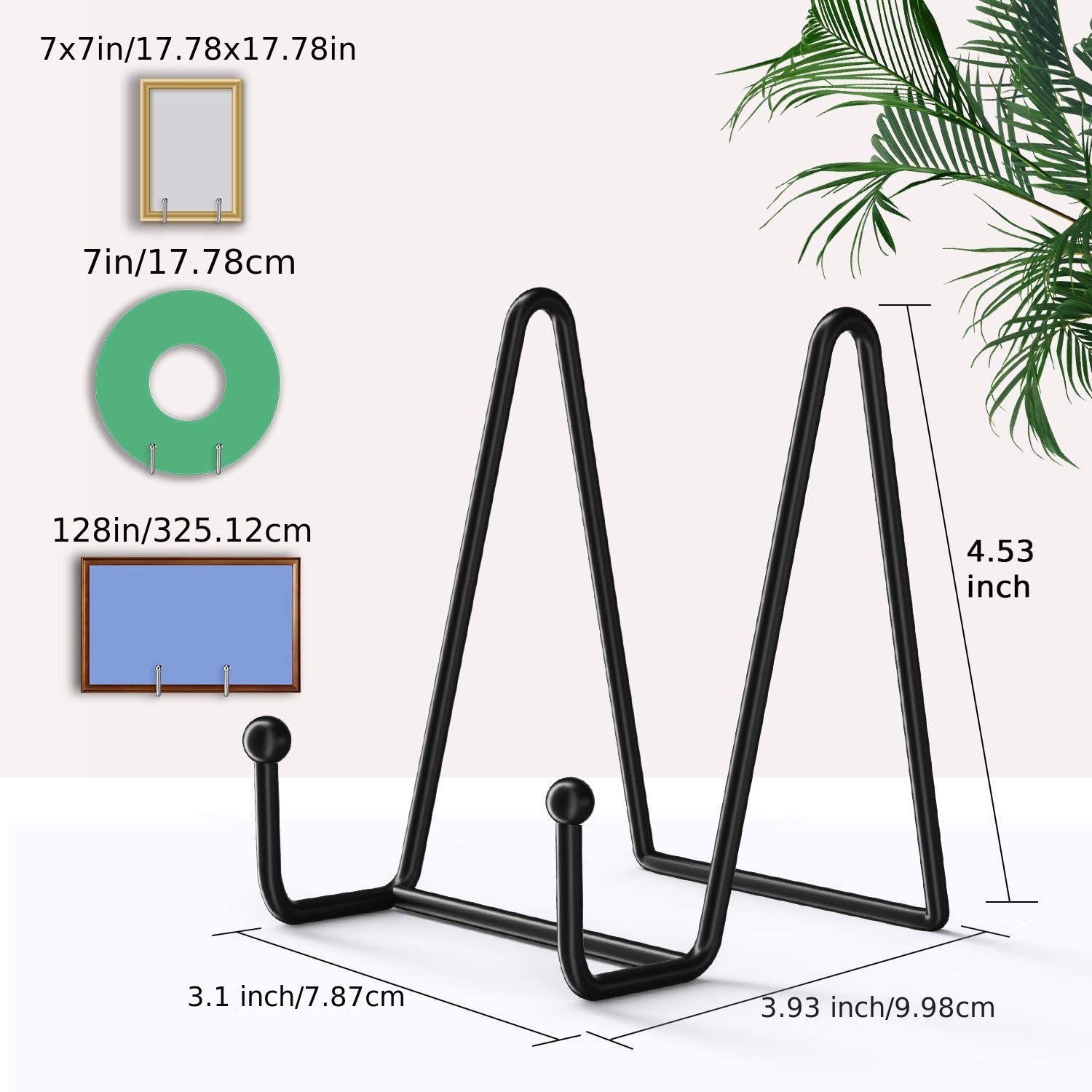 Plate Holder Easel Display Stand - 6 inch Metal Plate Stands for Display -  Tabletop Picture Stand - Black Iron Easels for Display Pictures | Photo