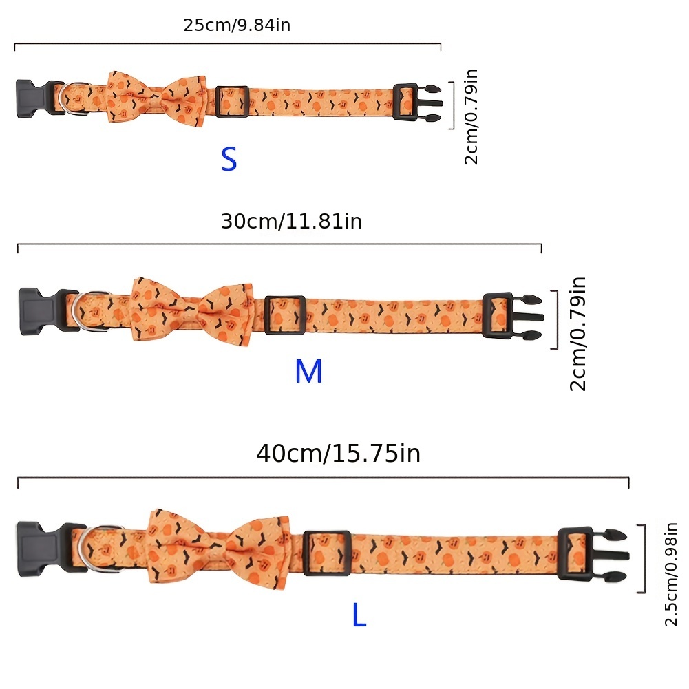 ハロウィン犬用首輪、取り外し可能なボウタイ付き、安全バックルとベル