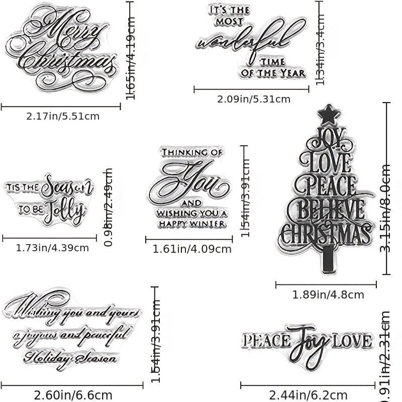 Merry Christmas Blessing Words Clear Stamps for Card Making, Transparent  Rubber Seal Stamps for Album Crafting