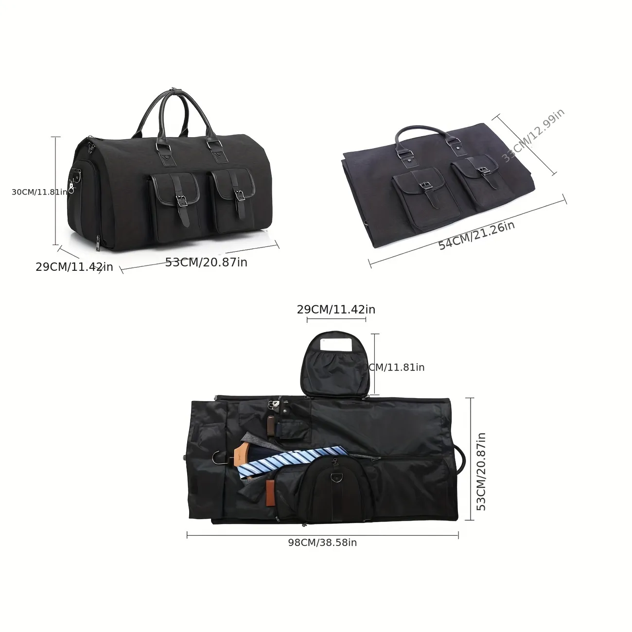 Convertible Garment Duffel Bag With Shoe Compartment, Foldable Carry On Garment  Bag, Two-in-one Hanging Suitcase Suit Weekend Travel Bag - Temu