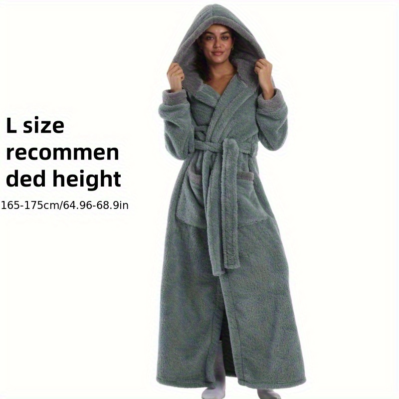 1pc cozy fleece robe for couples thick long sleeve hooded bath sleepwear in vibrant colors red     for fall winter hand wash or   bath robe wash cloths