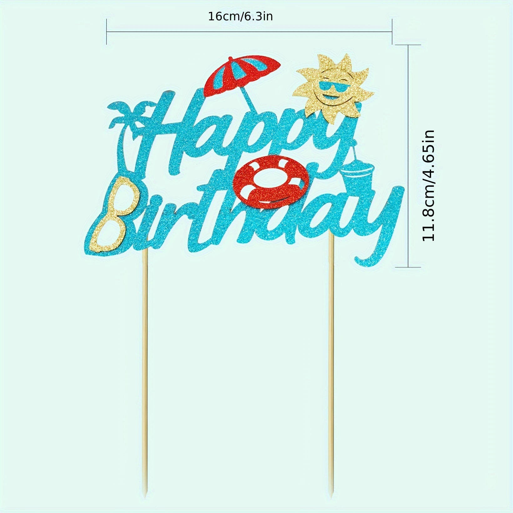 Surfen Geburtstag Kuchenaufsatz – Glitzerndes Surfbrett, Für 6–12 Zoll Kuchen, Hawaii-Party