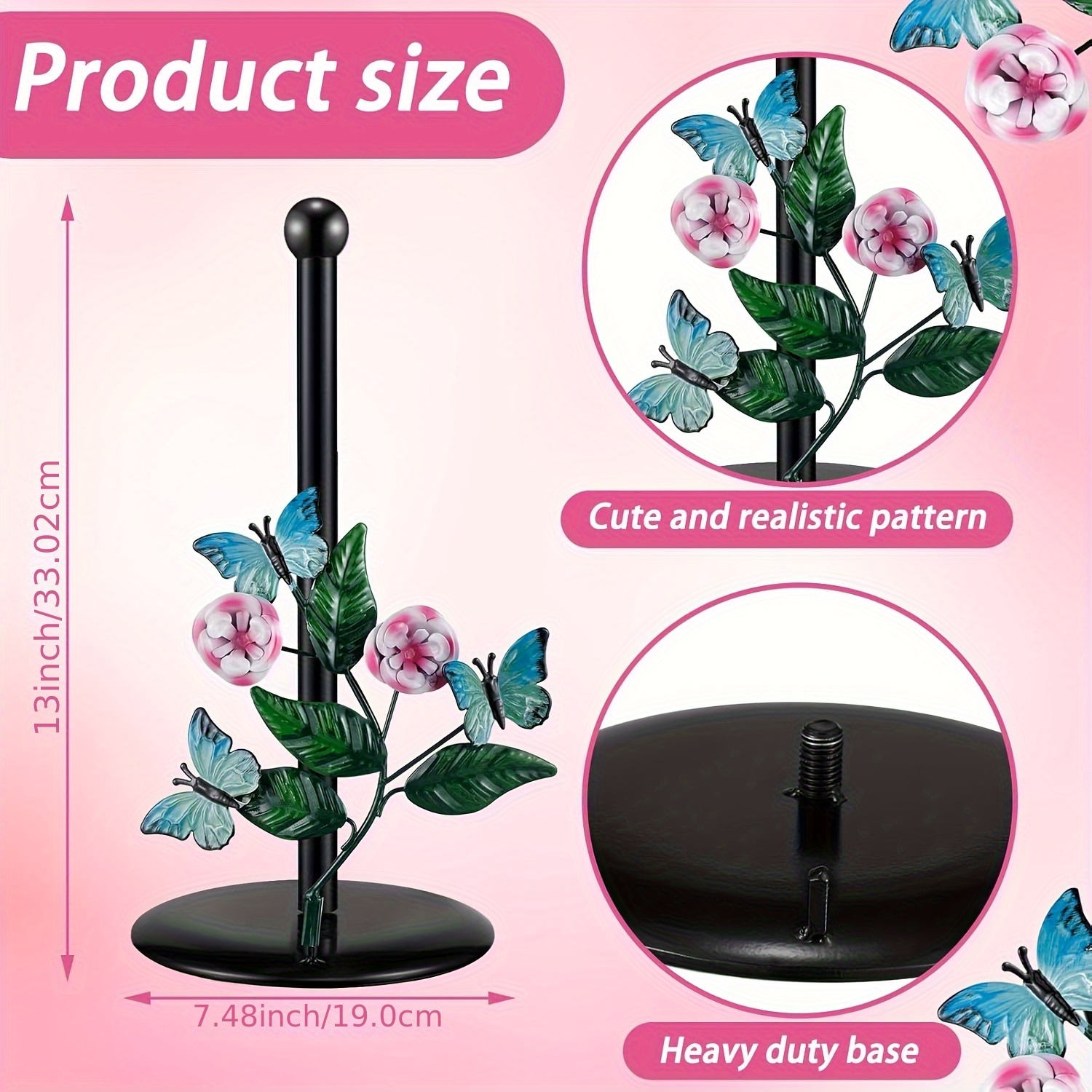 metal tissue box holder with floral   iron countertop decor for kitchen bathroom living room decorative paper towel dispenser with sturdy base Product details 1