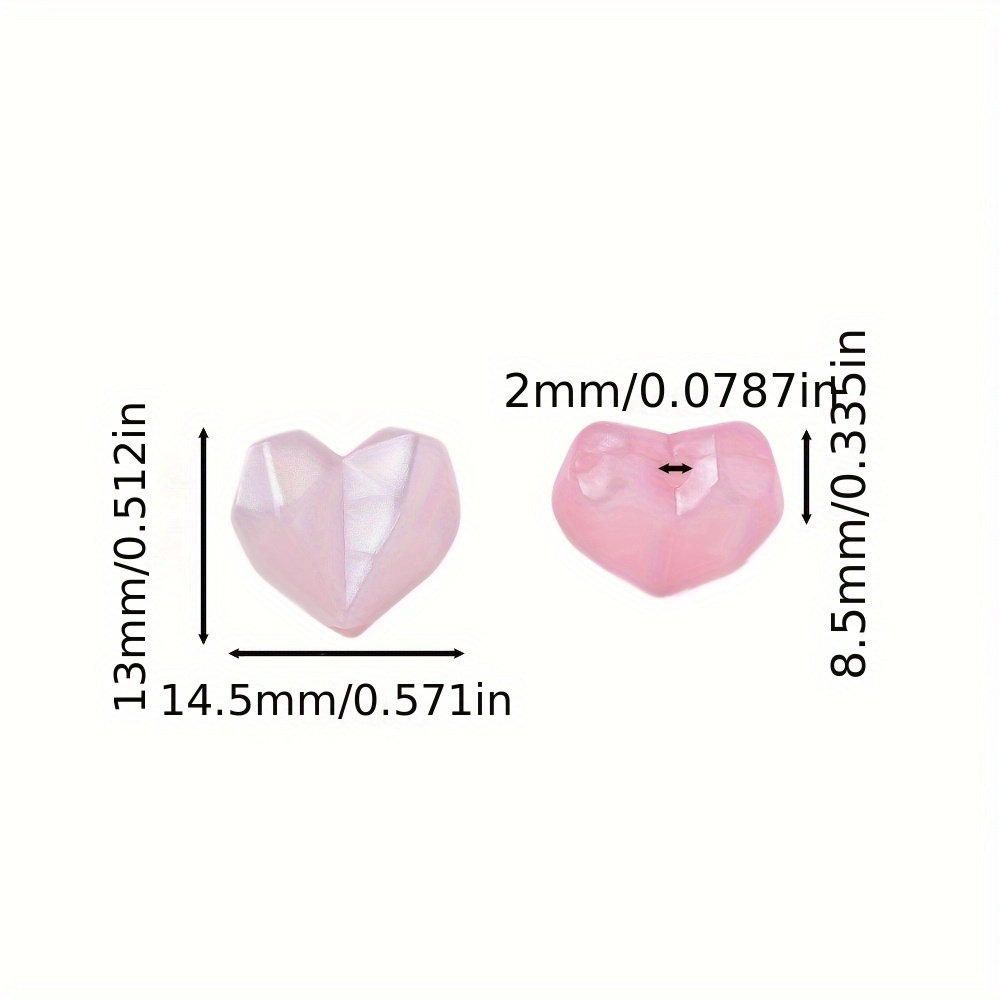 30pcs Luminous Acrylic Heart-Shaped Beads, Jewelry Making