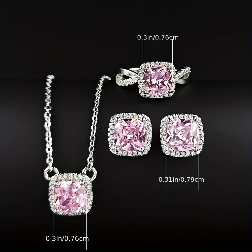 Chic CZ Inlaid Pink Diamond Heart Necklace - Take All Necklaces