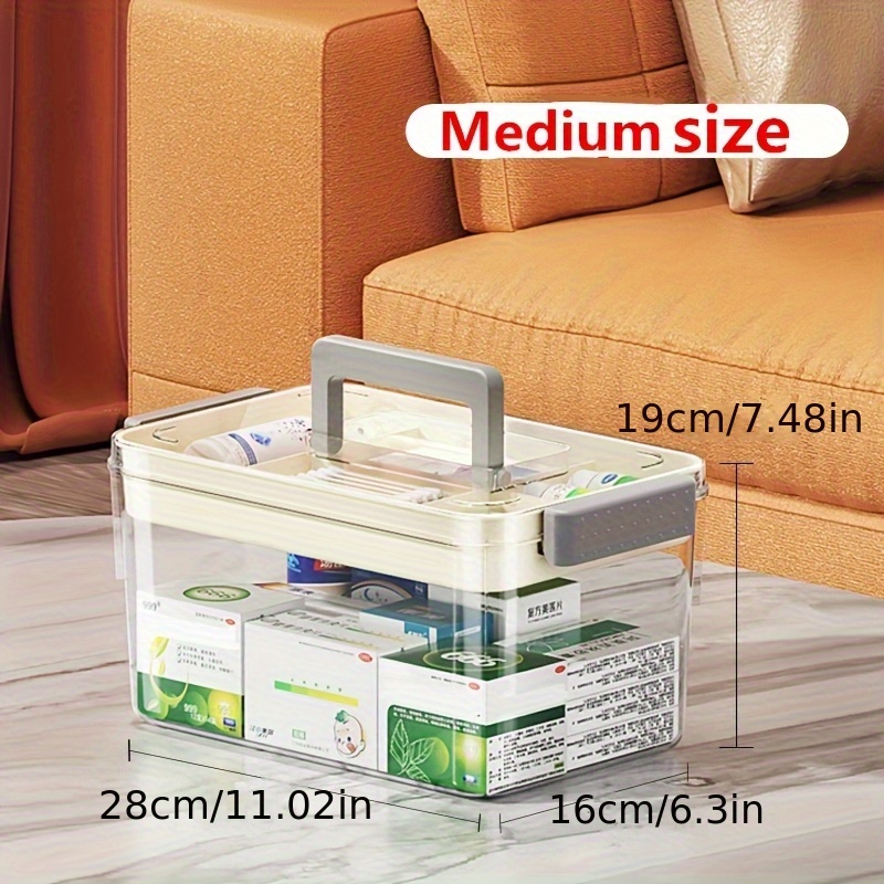 TEMU 1pc Drug Storage Box With Handle, Large Capacity Plastic Medicine Box, Portable Miscellaneous Storage Box, Used In Bedroom, Bathroom, Office,