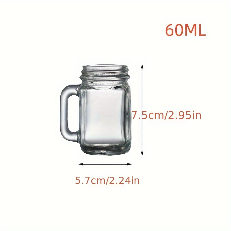 2 oz, Mason Jar Shot Glasses with Handles and Silver Lids (Set of 8) Mini  Mason Shots Glass