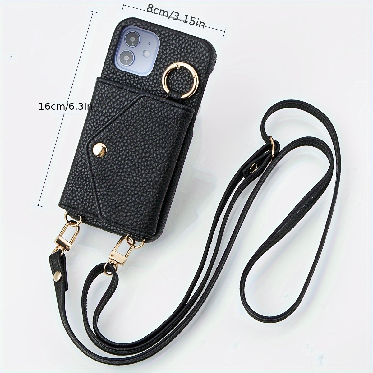 

Phone Case With Artificial Leather For Iphone 15 14 Plus 13 12 11 Pro Max With Long Lanyard Crossbody Bag Shockproof Cover, With Mirror