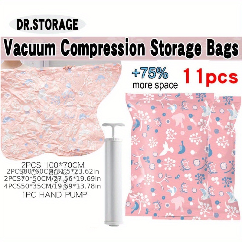 Clear Vacuum Compression Storage Bags With Hand Pump Sealed - Temu