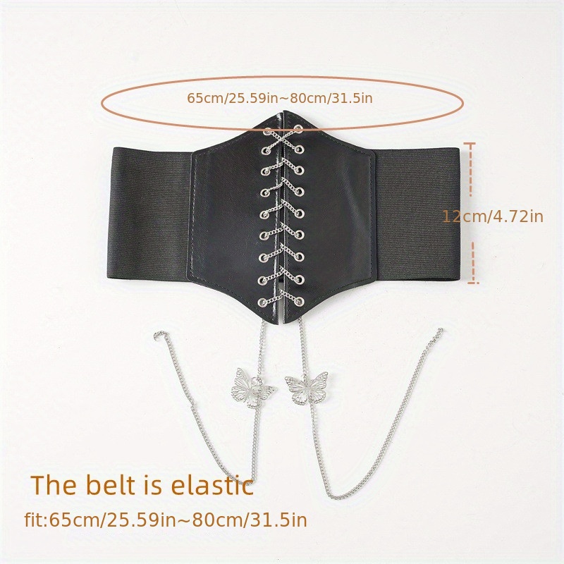 Women Tied Waspie Belt Butterfly Chain Lace-up Belt, Corset Elastic Waist  Belt