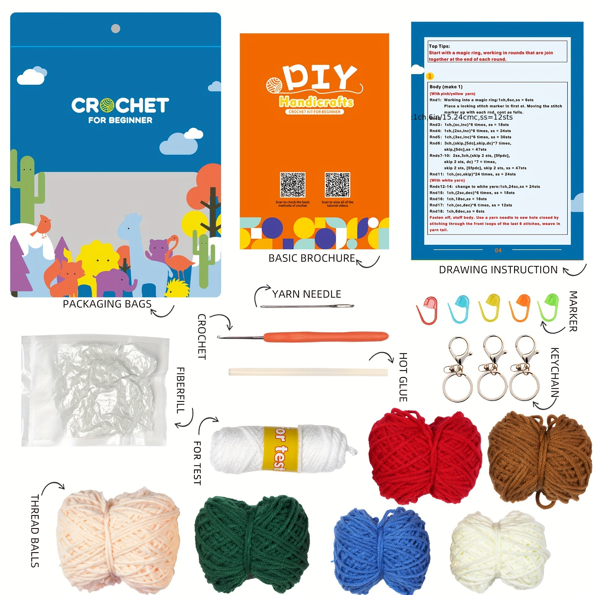 Crochet Kit For Beginners With Step Guide And Video - Temu